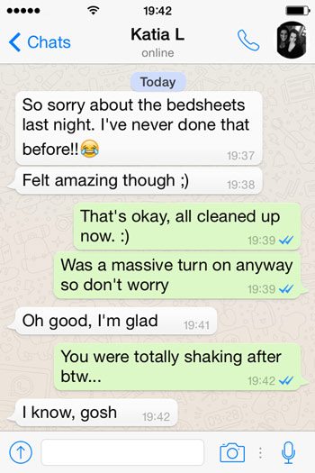 Soaked bedsheets Whatsapp message