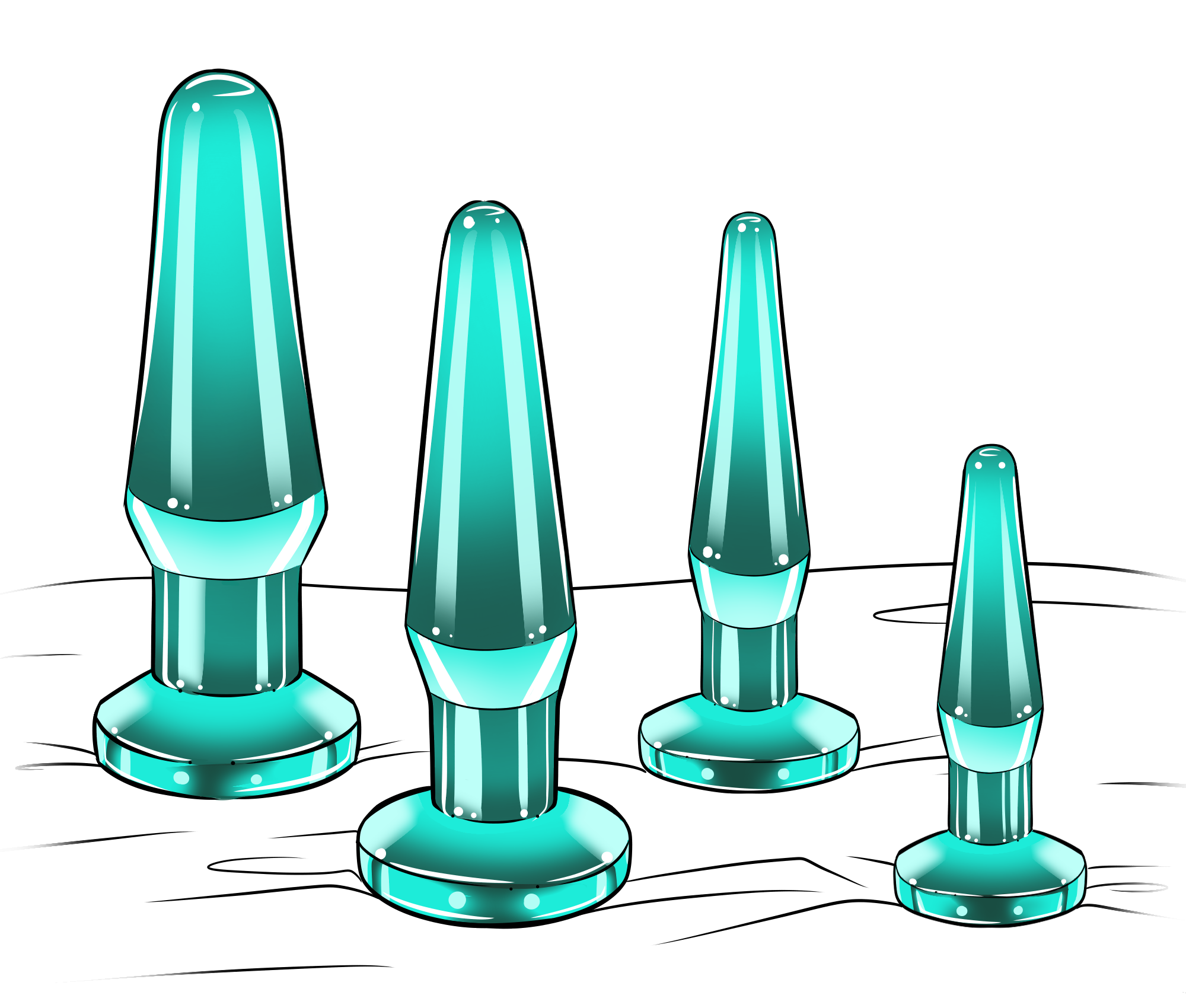 Step #8 – Gradual Progression Butt plugs gradually progressing in size, essential tool for anal training.