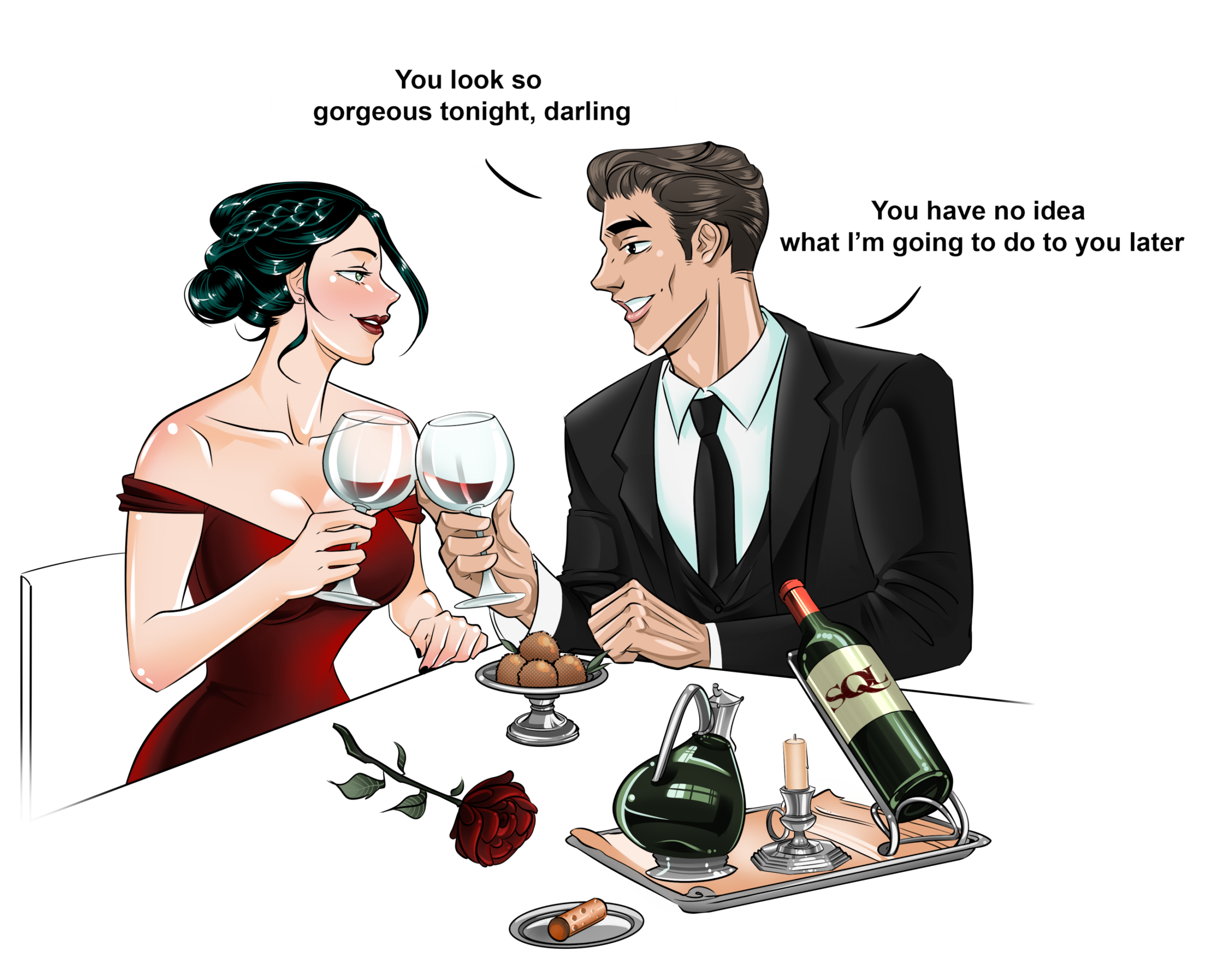 Andrew’s Expert Advice To Build An Ongoing “Sexy Culture” In Your Relationship Marco and Ivy flirt over wine at dinner, showing how to make her feel sexy by mixing romance with playful teasing.