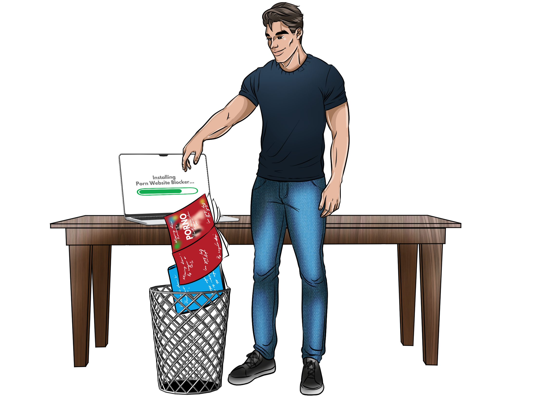 Marco installs a porn blocker and tosses porn mags to show how to stop porn addiction