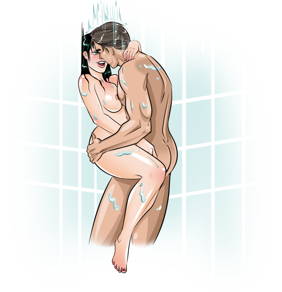 Marco and Ivy having sex in the shower exploring different shower sex positions