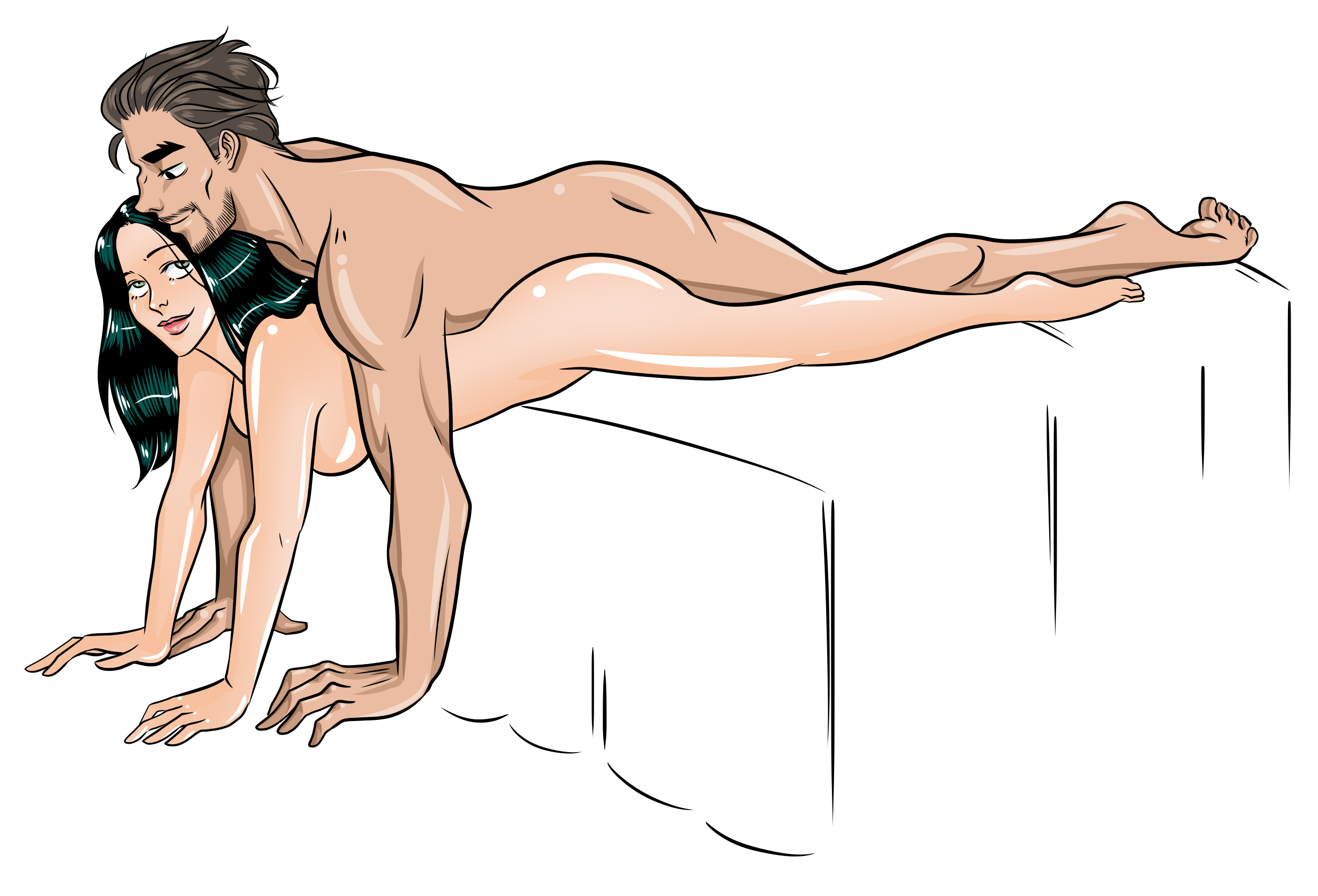 Position #22 – Surf Board Balancing on their hands, Marco and Ivy show how to have sex from behind.