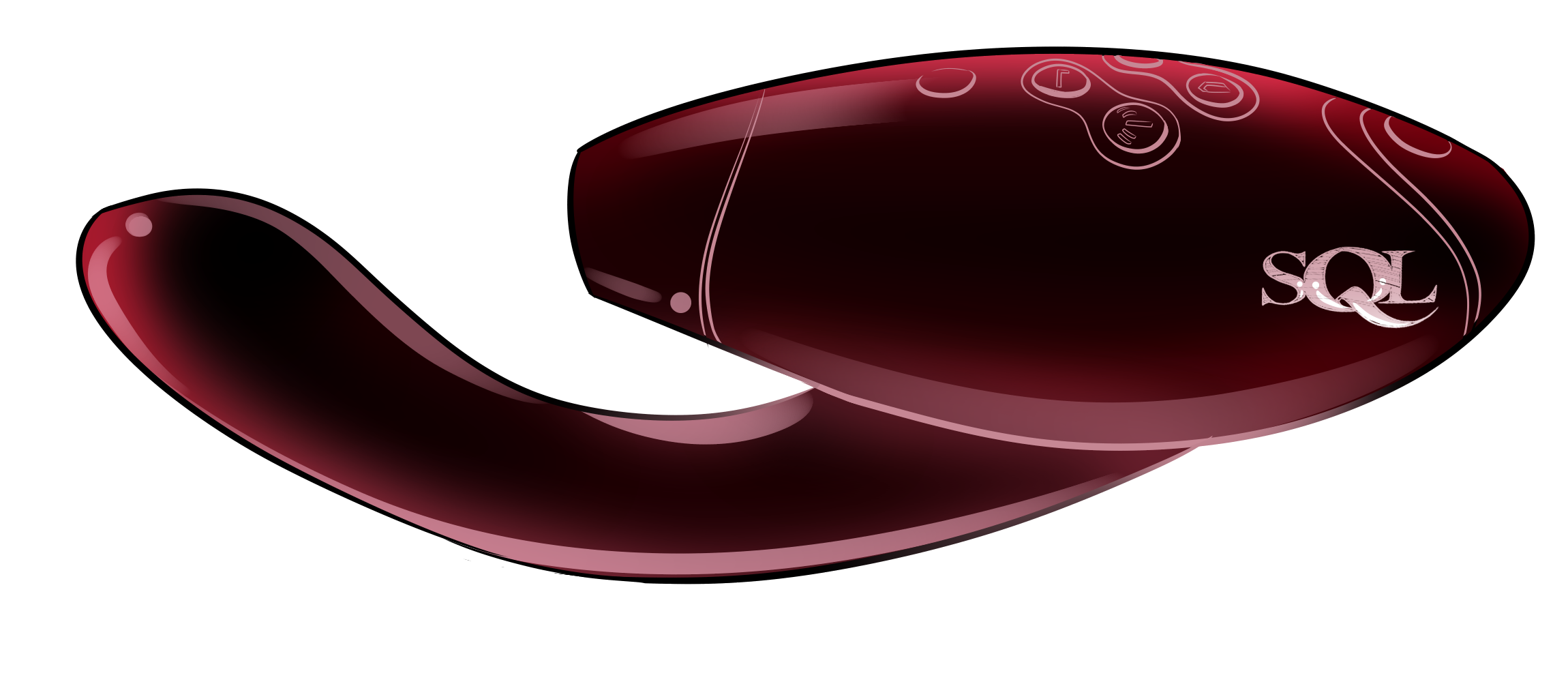 Toy #4 – G-Spot & Clit Stimulator Burgundy dual stimulator with a curved internal arm for G-spot massage and external clitoral contact.