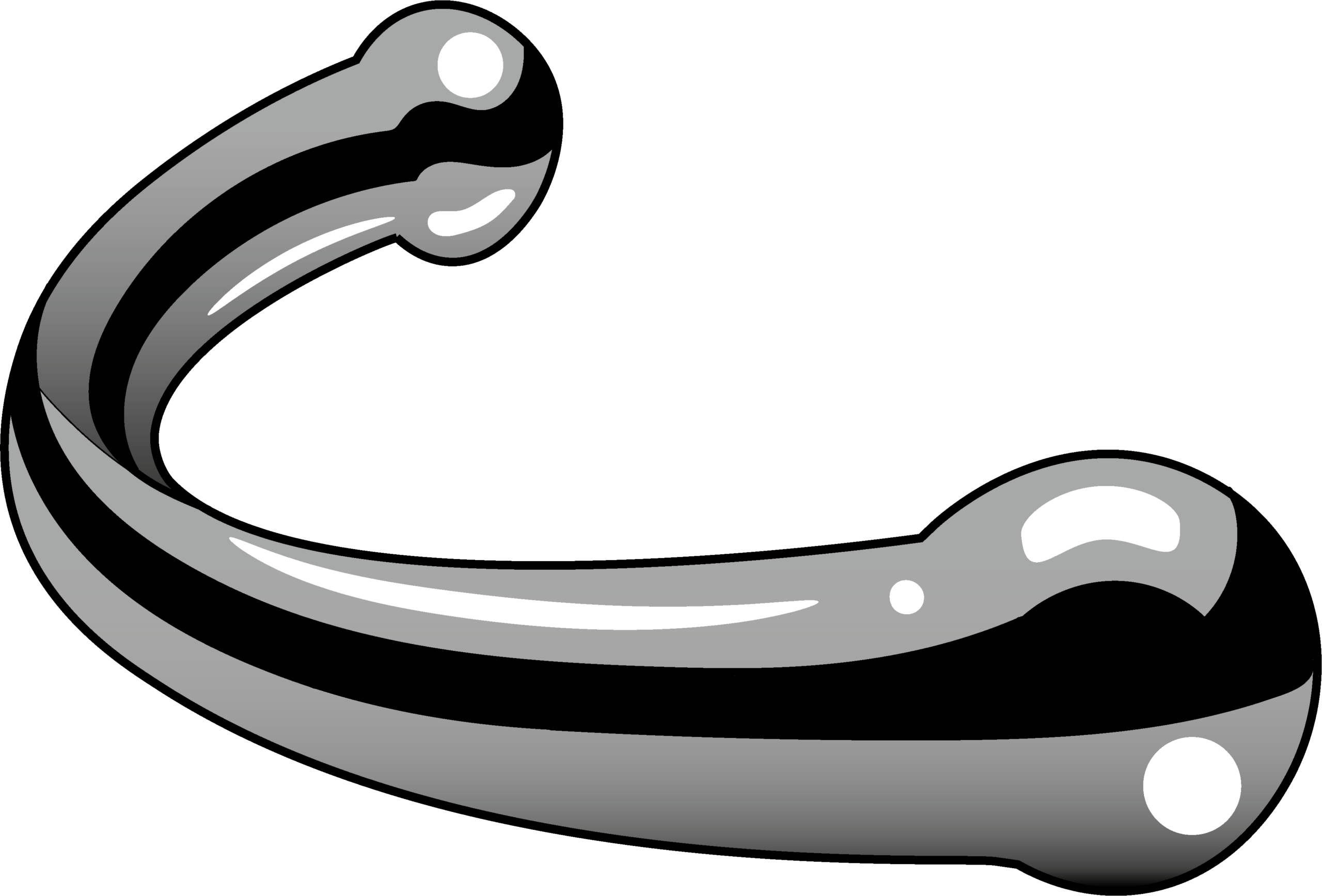 Toy #5 – Curved Metal G-Spot Wand Curved metal wand with rounded ends of different sizes for G-spot massage.